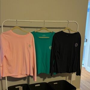 Vineyard Vines Pink, Teal, and Black Long Sleeve Shirts